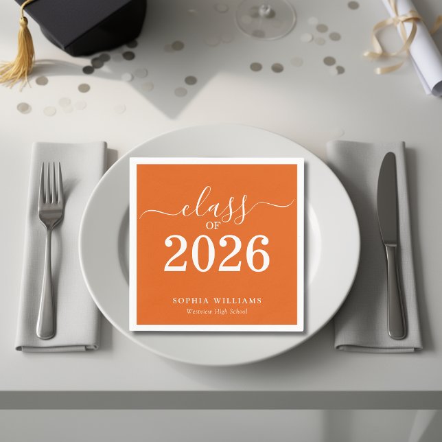 Simple Orange Class of 2026 Graduation  Napkin (Creator Uploaded)