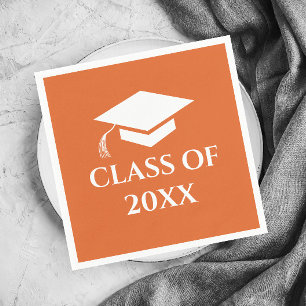 Simple Orange Class of Graduation Year Napkin