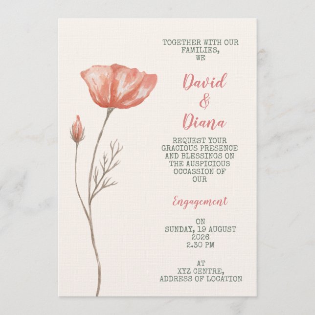 Simple Orange Color Invitation (Front)