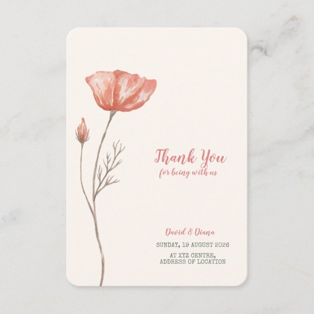 Simple Orange Colour Thank you card (Front)