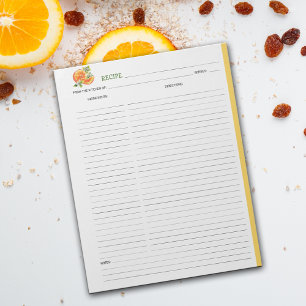 Simple Orange Culinary Recipe Notepad