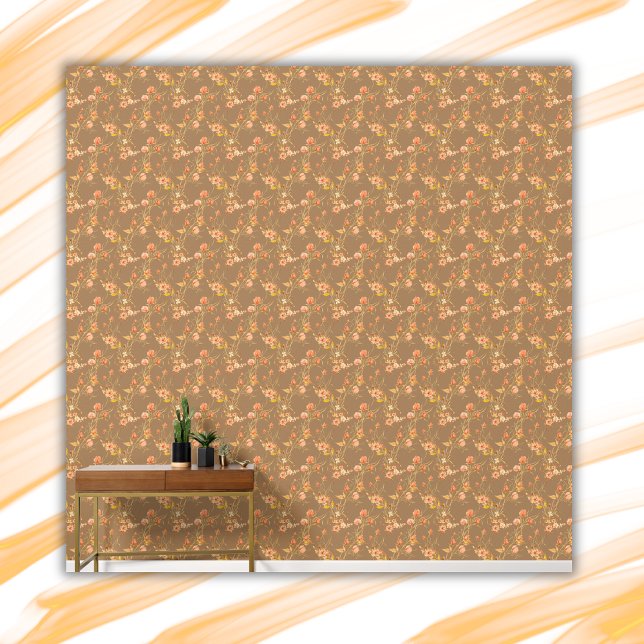 Simple Orange Floral Pattern on Brown Background | Wallpaper (Creator Uploaded)