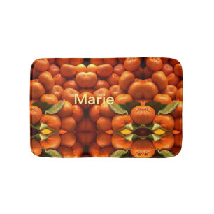 Simple orange fruit add name minimal custom th th bath mat
