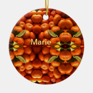 Simple orange fruit add name minimal custom  th th ceramic ornament