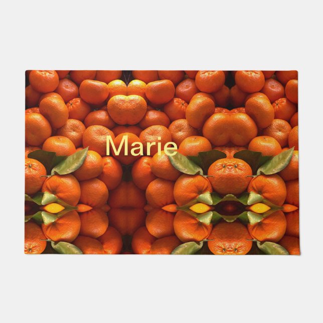 Simple orange fruit add name minimal custom  th th doormat (Front)