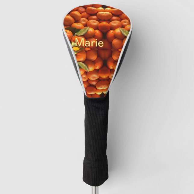 Simple orange fruit add name minimal custom  th th golf head cover (Front)