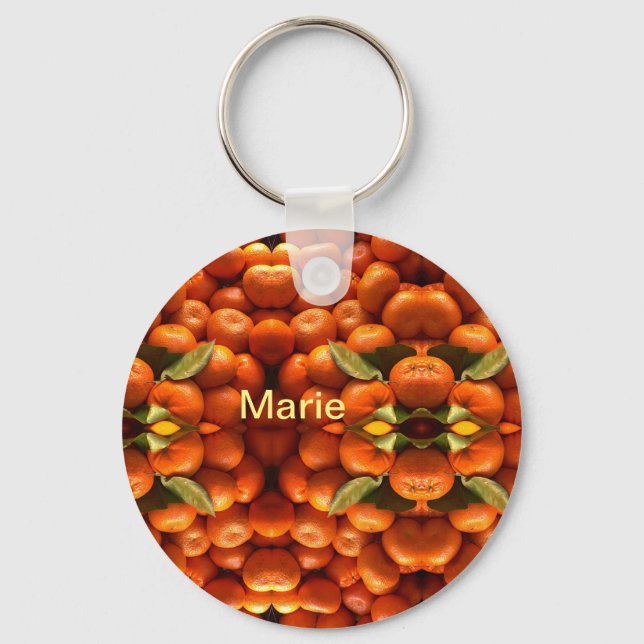 Simple orange fruit add name minimal custom  th th key ring (Front)