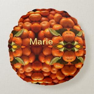 Simple orange fruit add name minimal custom th th round cushion
