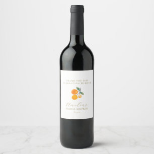 Simple Orange Fruit Bridal Brunch Thank You Wine Label