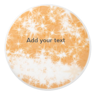 Simple orange glitter sparkle stars add your text  ceramic knob