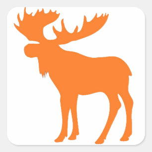 Simple orange moose symbol square sticker