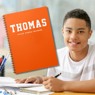 Simple Orange Personalised School Subject Notebook