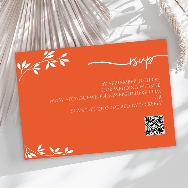 Simple Orange QR Code Menu Wedding Enclosure Card (Simple Orange QR Code Menu Wedding Enclosure Card)