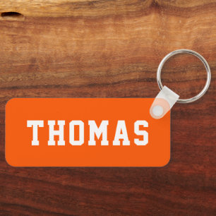 Simple Orange School Backpack Name Tag Key Ring