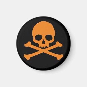 Simple Orange Skull and Crossbones Magnet