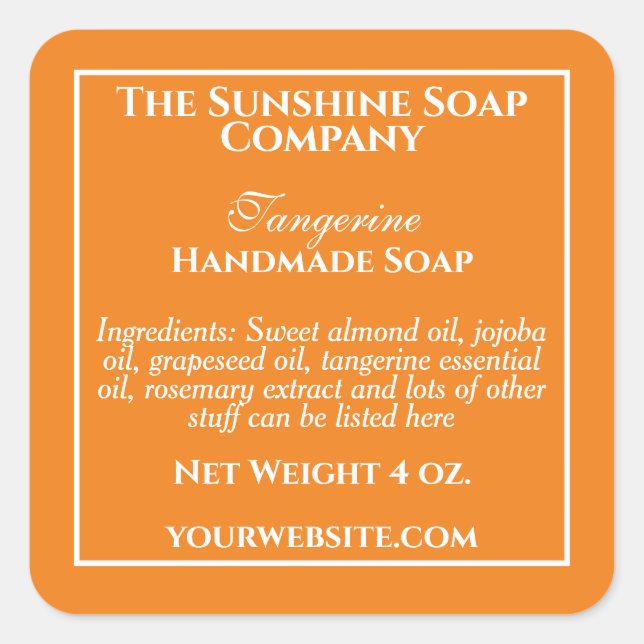 Simple Orange Soap and Cosmetics Label  (Front)
