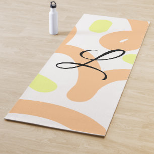 Simple orange yellow watercolor add your monogram yoga mat