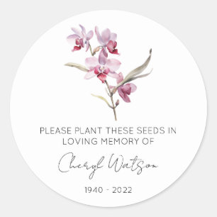 Simple Orchid Memorial Seed Packet Classic Round Sticker