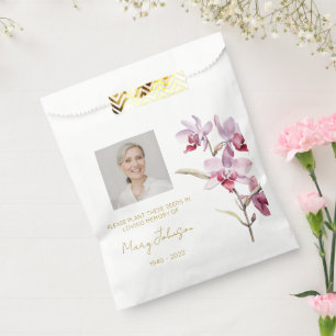 Simple Orchid Photo Funeral Seed Favour Bag