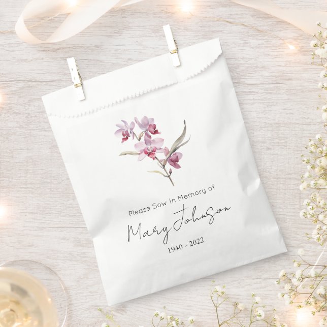 Simple Orchid Seed packet Funeral  Favour Bag (Clipped)