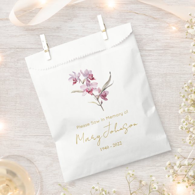 Simple Orchid Seed packet Funeral  Favour Bag (Clipped)