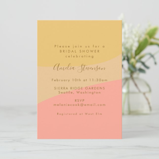 Simple Organic Shapes Sherbet Pastel Bridal Shower Invitation (Standing Front)