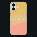 Simple Organic Shapes Sherbet Pastel Personalised iPhone 16 Case<br><div class="desc">A simple sweet colour blocked design of organic shapes in soft yellow and salmon pink pastels,  personalised with name or words of your choice.</div>