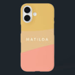 Simple Organic Shapes Sherbet Pastel Personalised iPhone 16 Case<br><div class="desc">A simple sweet colour blocked design of organic shapes in soft yellow and salmon pink pastels,  personalised with name or words of your choice.</div>