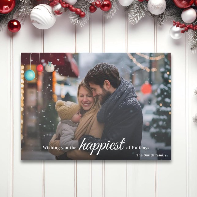 Simple Ornaments Happy Holidays Photo Christmas Holiday Card (Creator Uploaded)