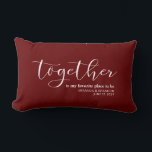 Simple Our Favourite Place to Be Wedding Date Lumbar Cushion<br><div class="desc">Simple Our Favourite Place to Be Wedding Date Lumbar Pillow. The pillow is a sweet feeling for your sweetheart that your favourite place is not a place at all - it is a person. A wonderful gift idea for couples in love.</div>