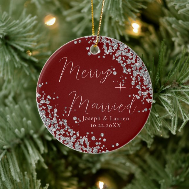 Simple Our First Christmas as Married Ceramic Ornament (Tree)