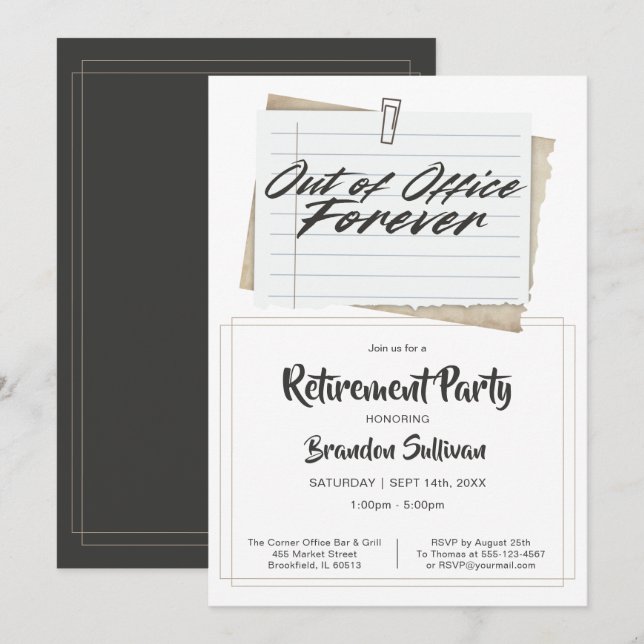 Simple Out of Office Forever Retirement Party Invitation (Front/Back)