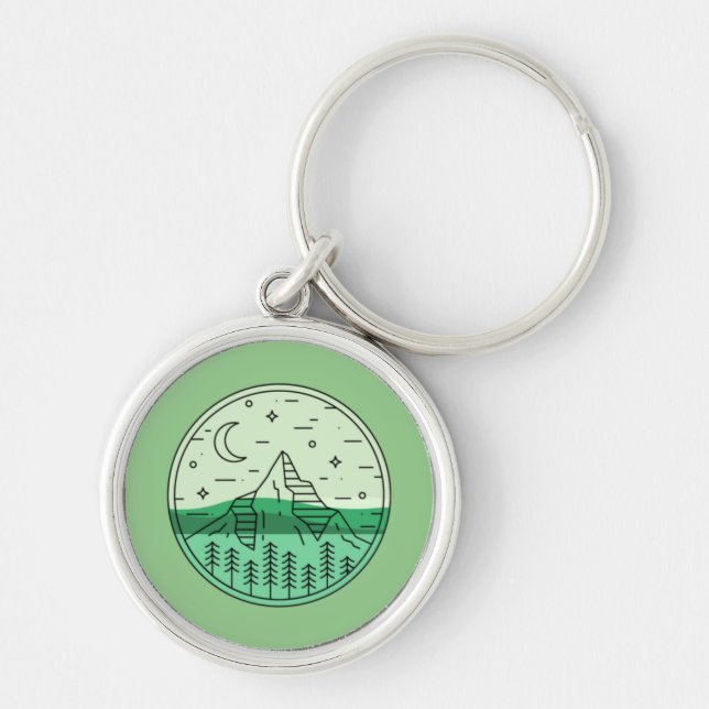 Simple Outdoor - Green Forest Camping Keychain (Front)