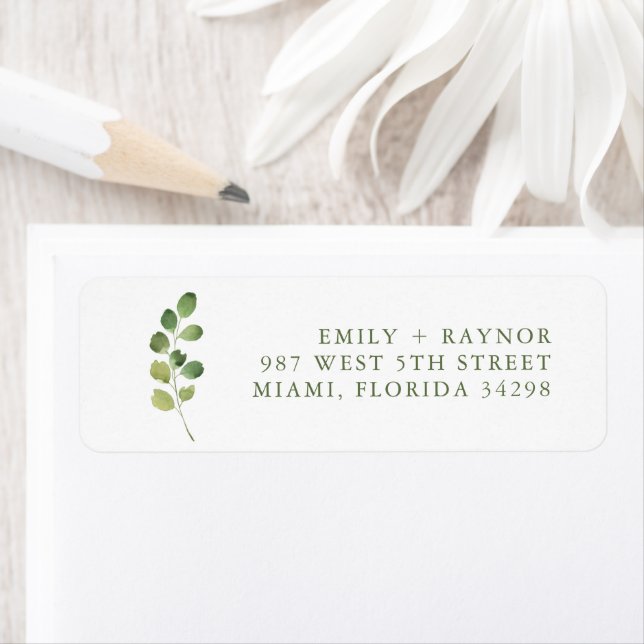Simple Outdoor Greenery Wedding Return Address Label (Insitu)
