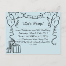  Simple Outline Birthday Invitation