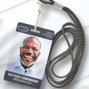 Simple Oval Logo  Employee Photo Name Barcode ID Badge