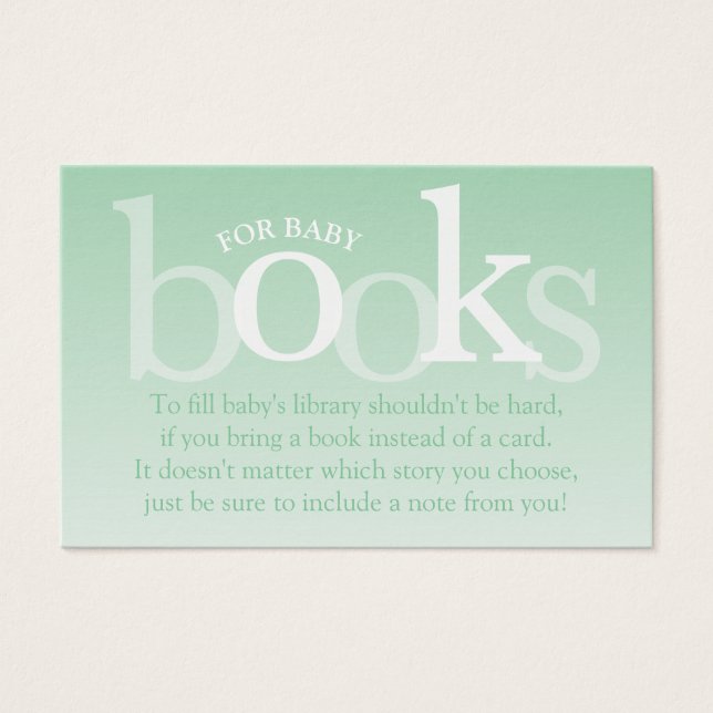 Simple Overlay Bring a Book Baby Shower Card Mint (Front)