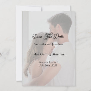 Simple Overlay Couple Photo Save the Date Invitation