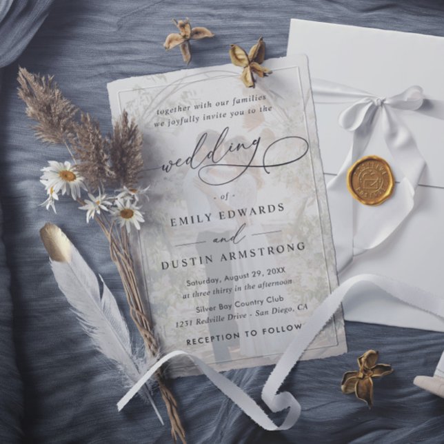 Simple Overlay Photo Budget QR Code Wedding Invitation (Creator Uploaded)