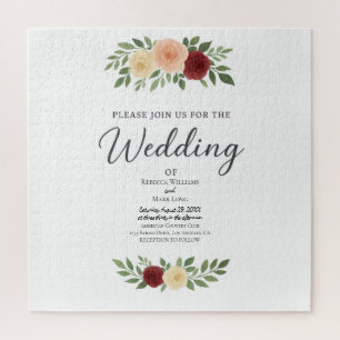 Simple Overlay Photo Wedding Invitation Jigsaw Puzzle