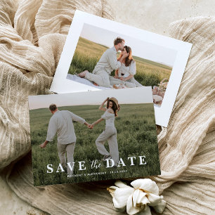 Simple Overlay Photo Wedding Save The Date Cards