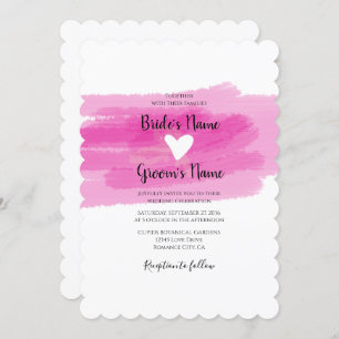 Simple Paint Strokes & Heart Wedding Invitations