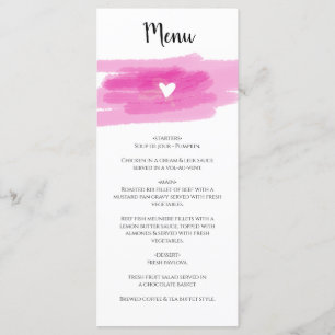 Simple Paint Strokes & Heart Wedding Menu