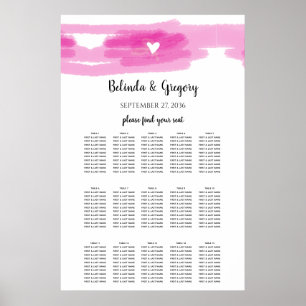 Simple Paint Strokes & Heart Wedding Seating Chart