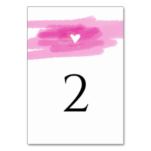 Simple Paint Strokes & Heart Wedding Table Number