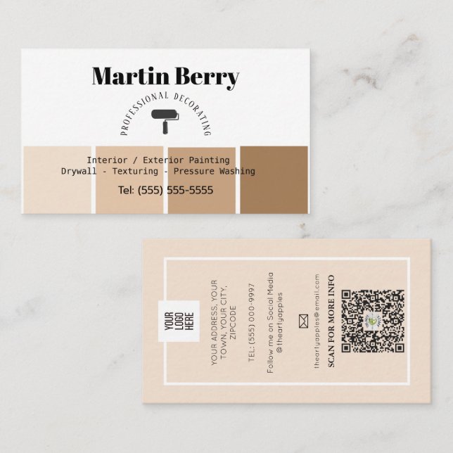 Simple Painter and decorator interior design small Business Card (Front/Back)