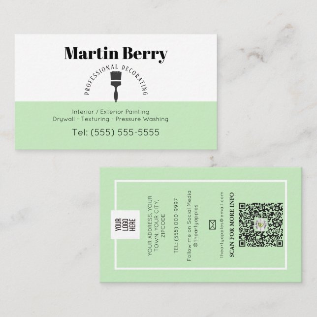 Simple Painter brushes decorator interior design  Business Card (Front/Back)