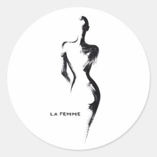 Simple painting gouache La Femme 01 poster Classic Round Sticker