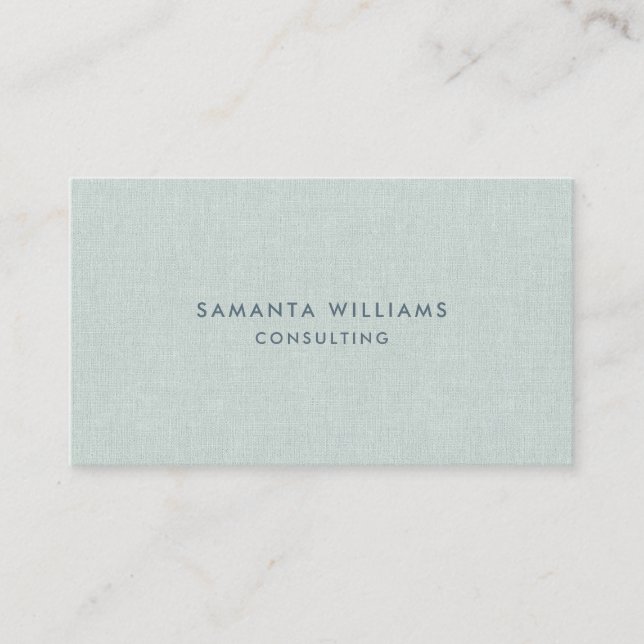 Simple Pale Blue-Green Natural Linen Texture Print Business Card (Front)