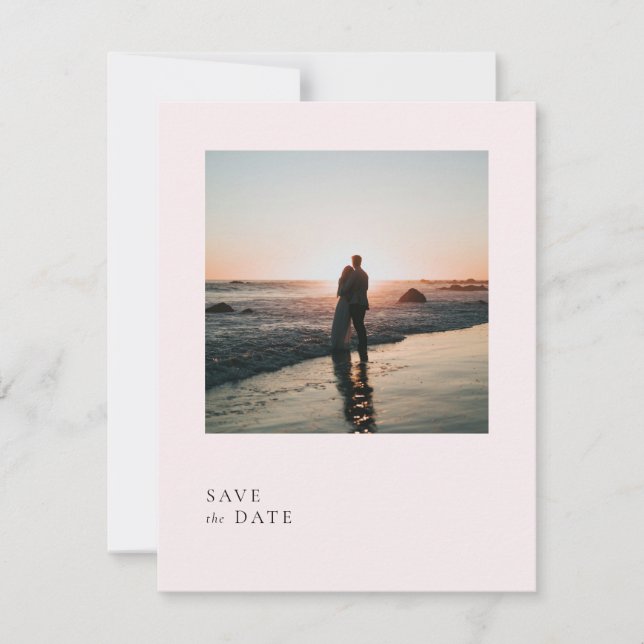 Simple Pale Blush Romantic Soft Veiled Rose Pink Save The Date (Front)